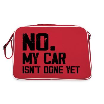 No My Car Isn't Done Yet Funny Car Mechanic Garage - Sac Retro - rouge/blanc - Dos