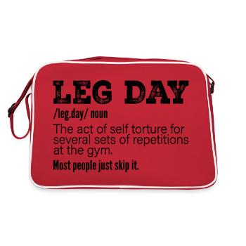 Leg Day Definition, Funny Gym Pump Cover Workout - Sac Retro - rouge/blanc - Dos