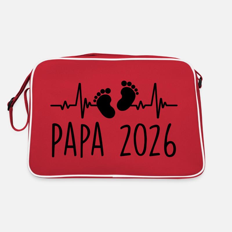 Papa 2026 Frequenz Herschlag Vatertagsgeschenk - Retro Tasche - Rot/Weiß