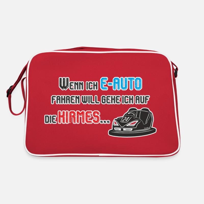 E-Auto, Autoscooter, Kirmes - Retro Tasche - Rot/Weiß
