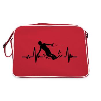 Wakeboarden Herzschlag Wakeboard Wakeboarder - Retro Tasche - Rot/Weiß - Hinten