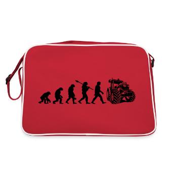 Evolution des Traktors - Retro Tasche - Rot/Weiß - Hinten