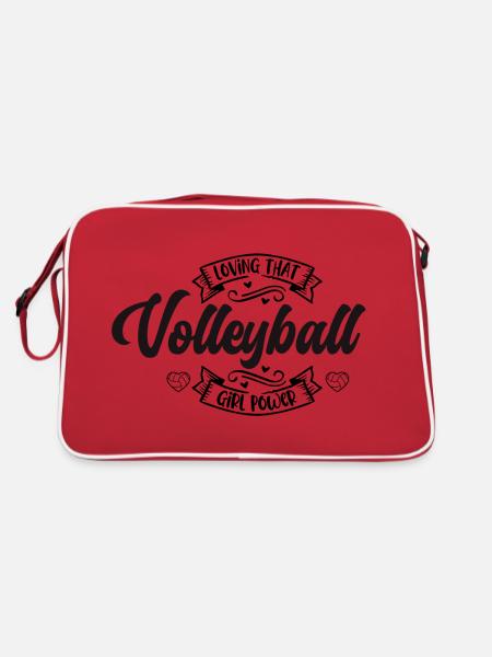 Loving Volleyball Girl Power I Spruch Logo Mädchen - Retro Tasche - Rot/Weiß - Hinten