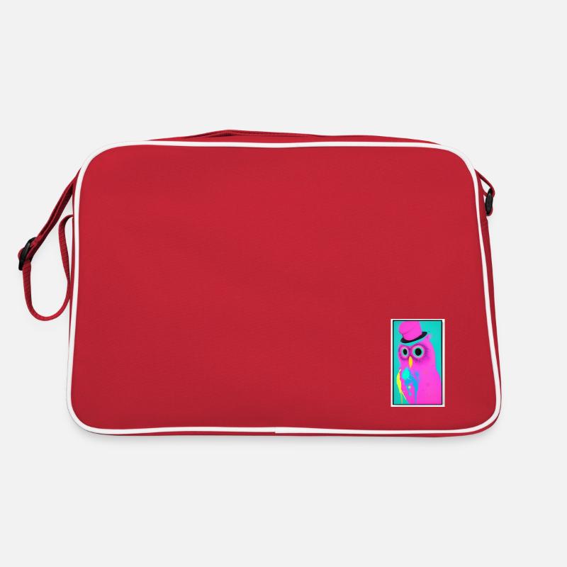 Eule mit Hut - Retro Tasche - Rot/Weiß