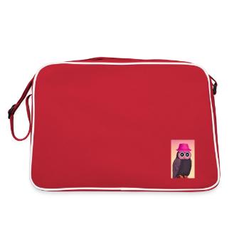 Owl with hat - Retro Bag - red/white - Back