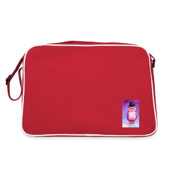 Owl with hat - Retro Bag - red/white - Back