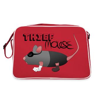 Thief Mouse in Crook Look - Retro Bag - red/white - Back