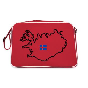 Islande - Contour de l’île (noir) - Sac Retro - rouge/blanc - Dos