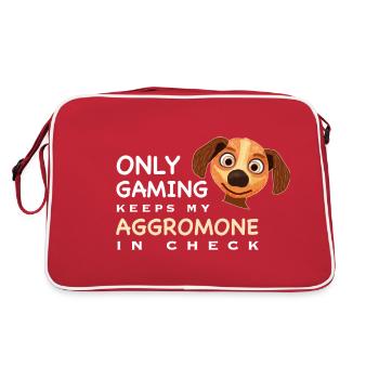 Drôle, Le jeu garde l’aggromone à distance, Anglais - Sac Retro - rouge/blanc - Dos