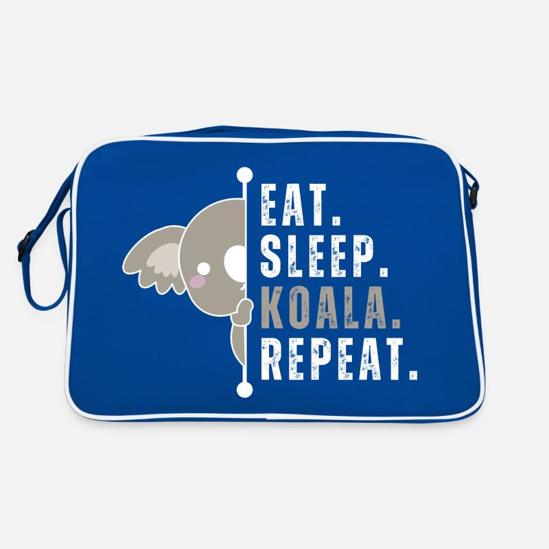 Eat Sleep Koala Repead Weiß Retro Tasche