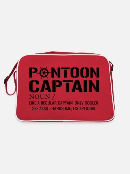 Pontoon Captain Definition Funny Pontoon Boat - Retro Bag - red/white - Back