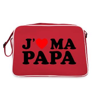J'aime Mon Papa Cadeau Fête des Pères Coeur Rouge - Sac Retro - rouge/blanc - Dos