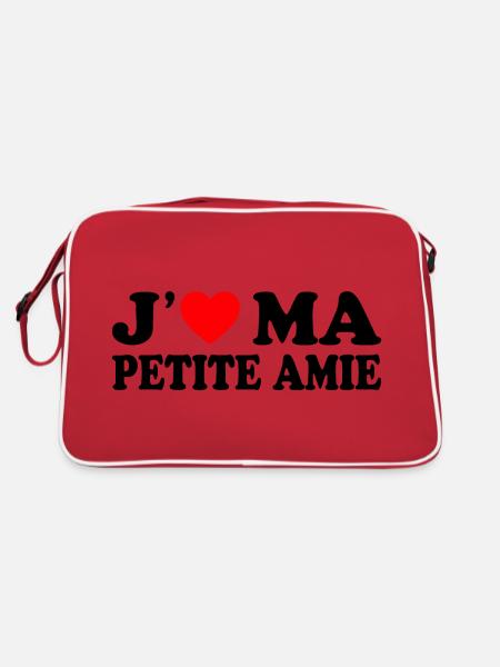 J'aime Ma Petite Amie Cadeau Amour Pour Amoureux - Sac Retro - rouge/blanc - Dos