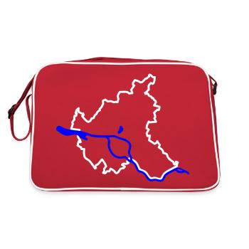 Hambourg - Contour de la ville (blanc) - avec l’Elbe - Sac Retro - rouge/blanc - Dos
