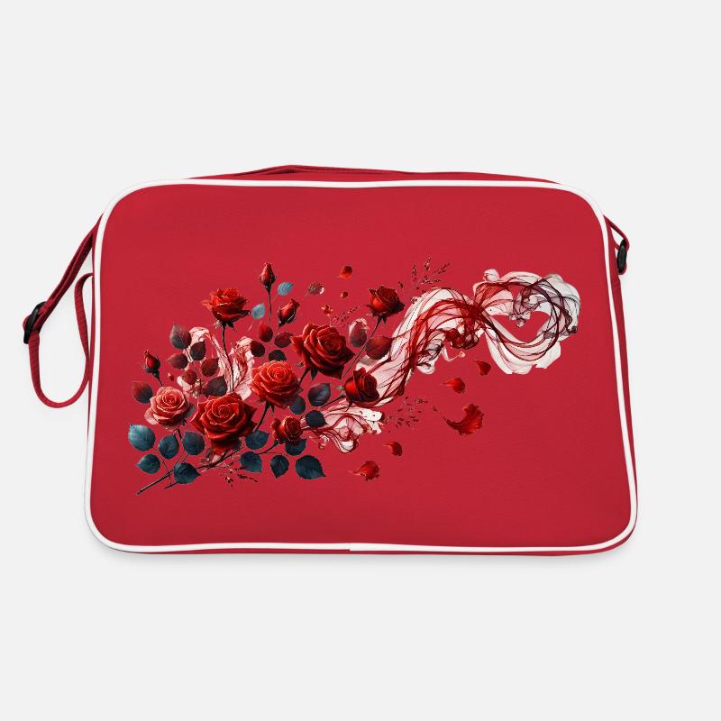 Red roses with an elegant smoke loop Retro Bag