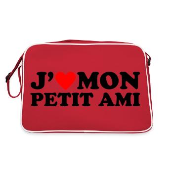 J' aime mon petit ami cadeau coeur rouge - Sac Retro - rouge/blanc - Dos