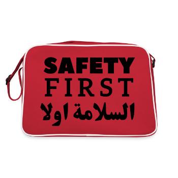 Safety First - Geschenk der Sicherheitskampagne - Retro Tasche - Rot/Weiß - Hinten