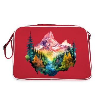 Natur Bunt Berge Bergsteigen Wandern Klettern - Retro Tasche - Rot/Weiß - Hinten
