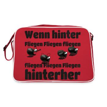 Wenn hinter Fliegen Fliegen fliegen - Retro Tasche - Rot/Weiß - Hinten