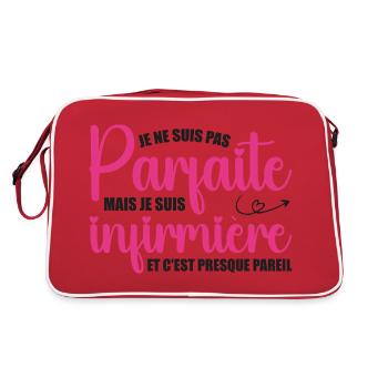Ich bin nicht perfekt, ich bin Krankenschwester - Retro Tasche - Rot/Weiß - Hinten
