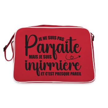 Ich bin nicht perfekt, ich bin Krankenschwester - Retro Tasche - Rot/Weiß - Hinten