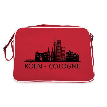 Ville de Cologne Skyline Ville de Cologne Allemagne - Sac Retro - rouge/blanc - Dos