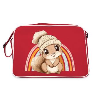 écureuil mignon mignon bébé mignon enfants dessin animé animal - Sac Retro - rouge/blanc - Dos