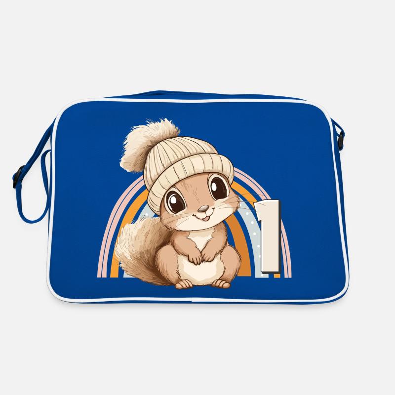 1. Geburtstag Eichhörnchen Regenbogen Süß Niedlich Retro Tasche