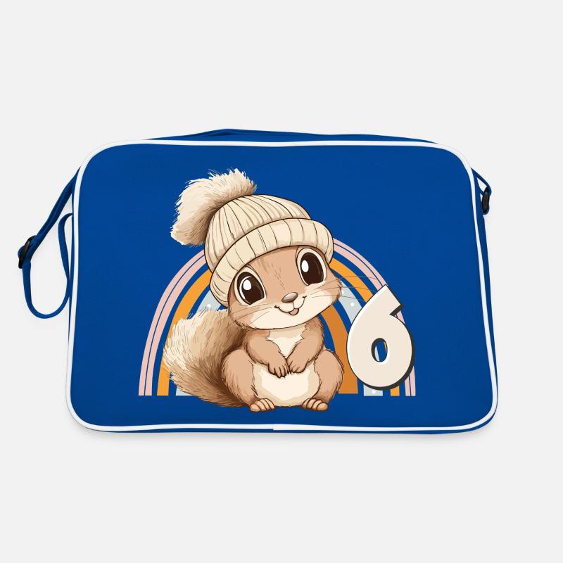 6. Geburtstag Eichhörnchen Regenbogen Süß Niedlich Retro Tasche