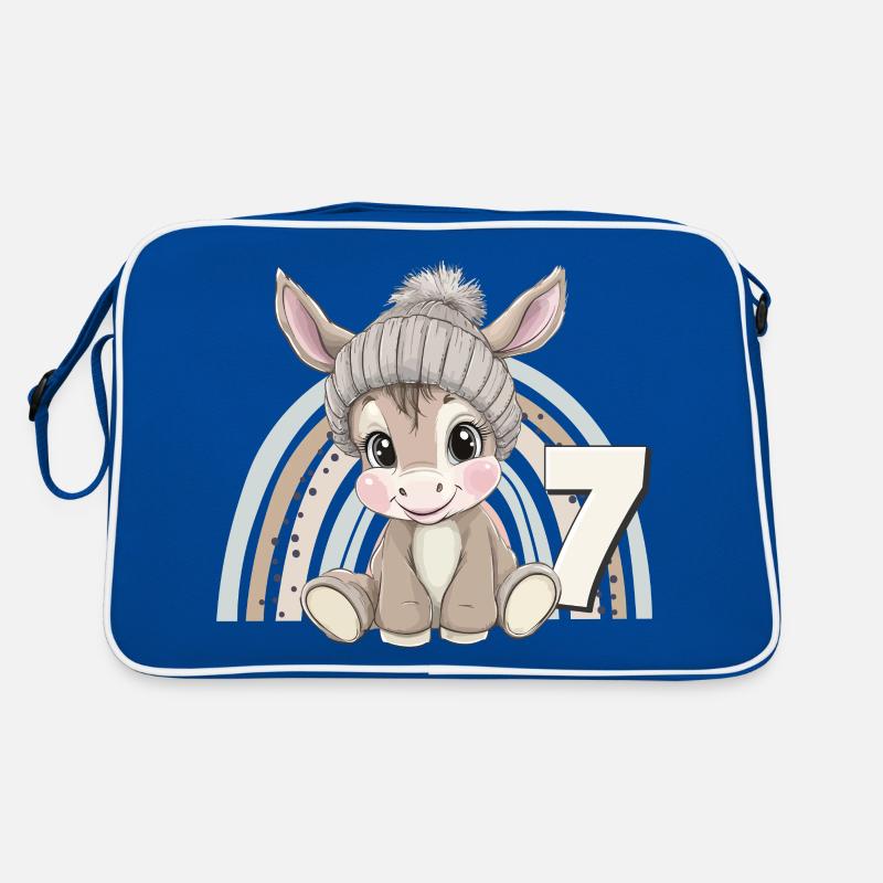 7. Geburtstag Esel Regenbogen Süß Niedlich Retro Tasche
