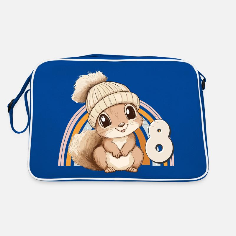 8. Geburtstag Eichhörnchen Regenbogen Süß Niedlich Retro Tasche