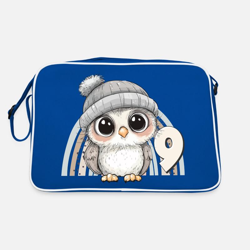 9. Geburtstag Eule Regenbogen Süß Niedlich Retro Tasche