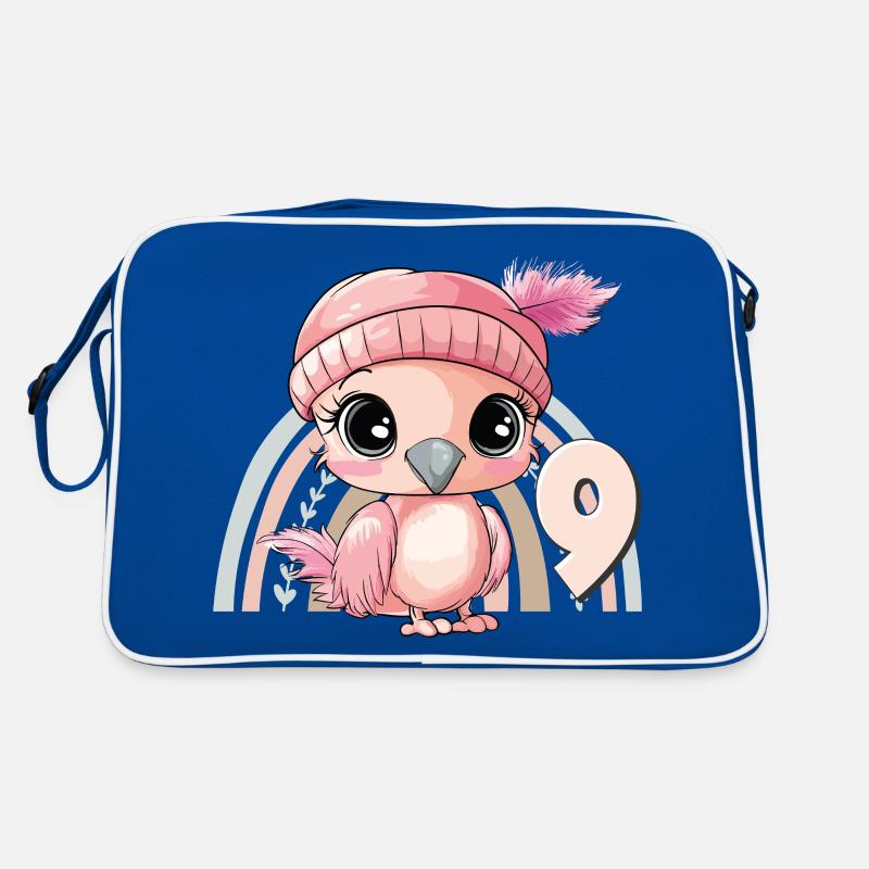 9. Geburtstag Flamingo Regenbogen Süß Niedlich Retro Tasche