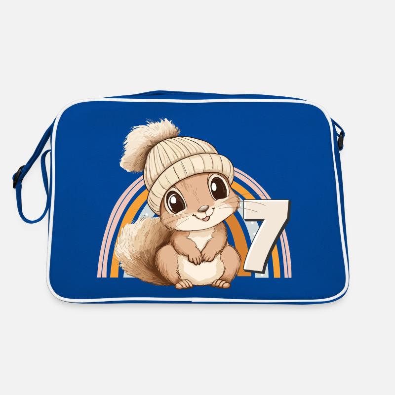 7. Geburtstag Eichhörnchen Regenbogen Süß Niedlich Retro Tasche