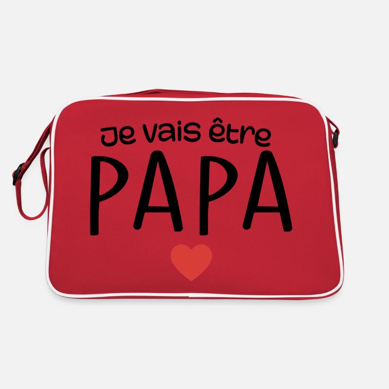 Ich werde Vater sein - Papa wird Vater - Papa Geschenk - Retro Tasche - Rot/Weiß
