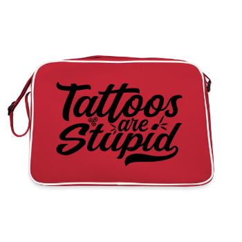 Tattoos are Stupid - Funny Anti Tattoo - Sac Retro - rouge/blanc - Dos