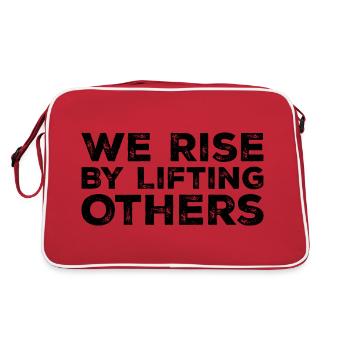 We Rise By Lifting Others Inspirational Quote - Sac Retro - rouge/blanc - Dos