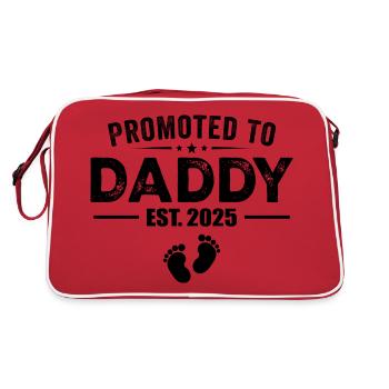 Zum Papa befördert, voraussichtlich 2025. Lustig für den neuen Papa - Retro Tasche - Rot/Weiß - Hinten