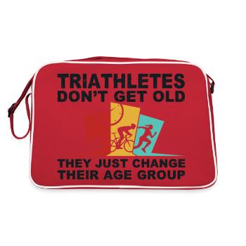 Lustiges Triathlon Design Triathleten Schwimmen Rad Laufen - Retro Tasche - Rot/Weiß - Hinten