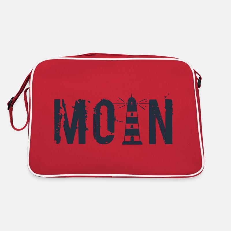 Moin - Leuchtturm - Retro Tasche - Rot/Weiß