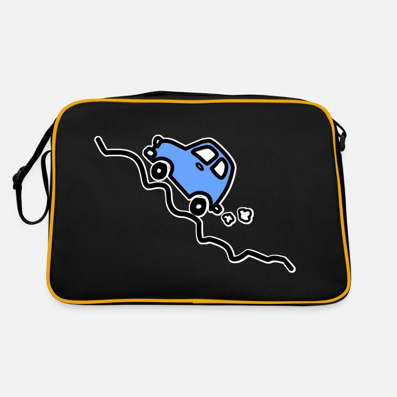 Blue car going up a hill Retro Bag