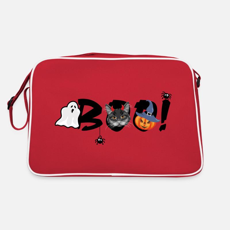Drôle de bannière d’Halloween avec chat noir Sac Retro