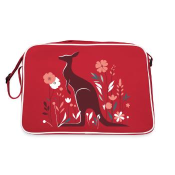Florales Känguru - Retro Tasche - Rot/Weiß - Hinten