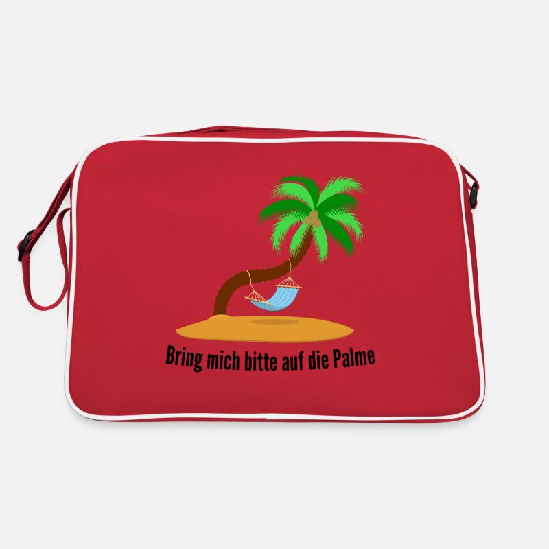 Bring mich bitte auf die Palme, Einsame Insel - Retro Tasche - Rot/Weiß