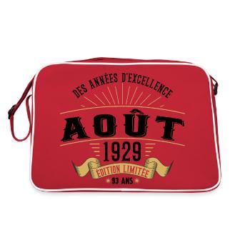 93 Ans Anniversaire Vintage Né(e) en Août 1929 - Sac Retro - rouge/blanc - Dos