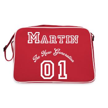 Prénom Martin - blanc - Sac Retro - rouge/blanc - Dos