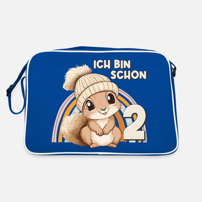2. Geburtstag Eichhörnchen Regenbogen Süß Niedlich Retro Tasche