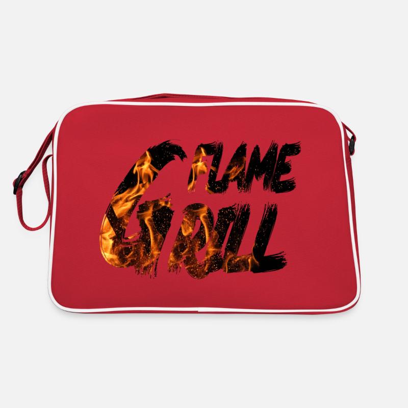 Flame Grill Fire Lettering BBQ Design Retro Bag