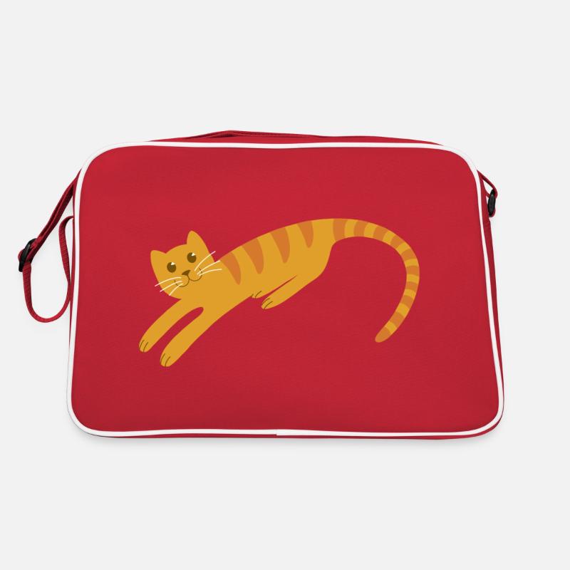 Abstrakte Katze N°1 - Retro Tasche - Rot/Weiß