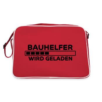 Bauhelfer Spruch Beruf Lustiges Bauhelfer Geschenk - Retro Tasche - Rot/Weiß - Hinten